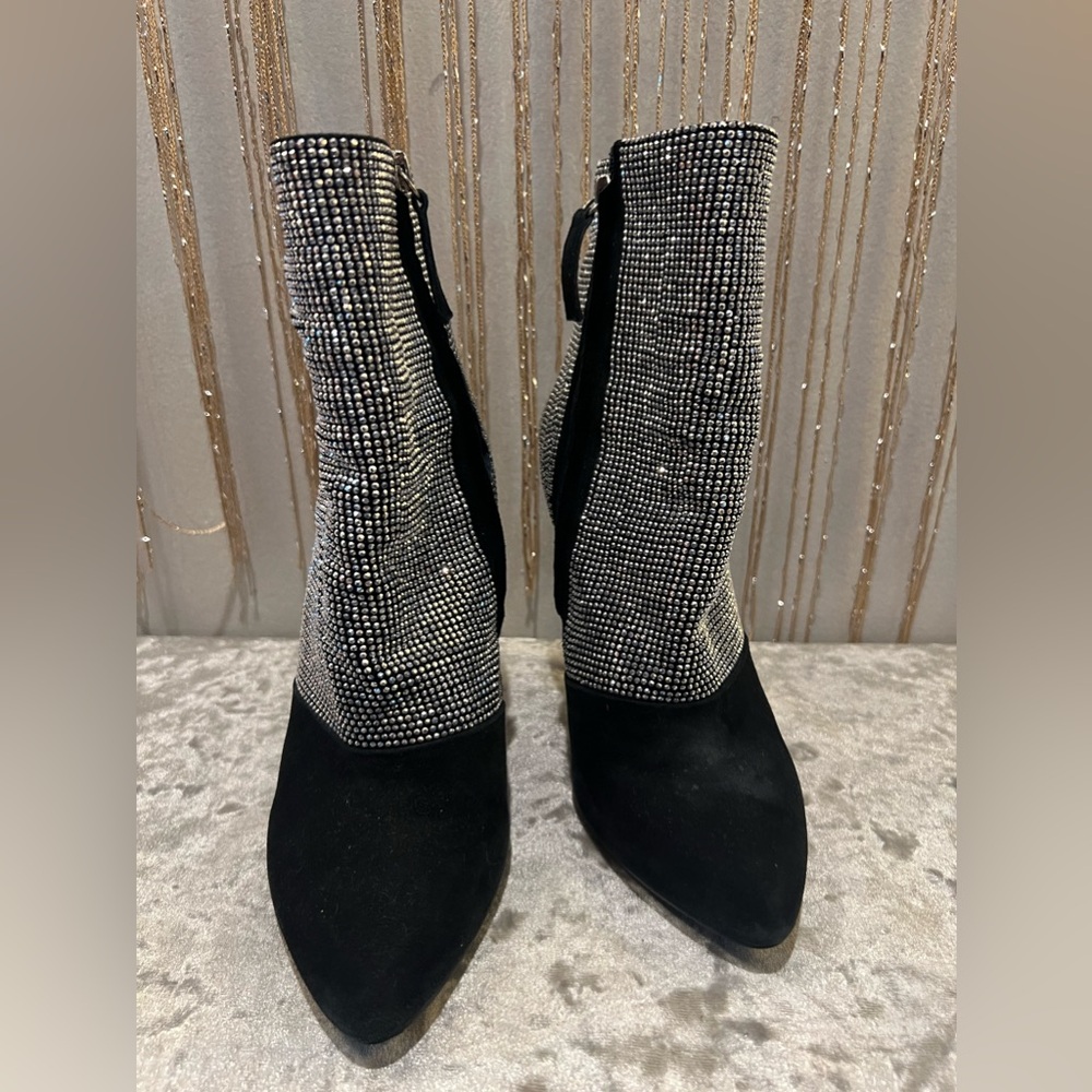 Authentic Christian Louboutin black/silver Ankle Heeled Booties